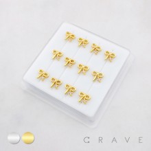 DAINTY COQUETTE BOW PIERCING 316L SURGICAL STEEL L-SHAPE NOSE BOX
